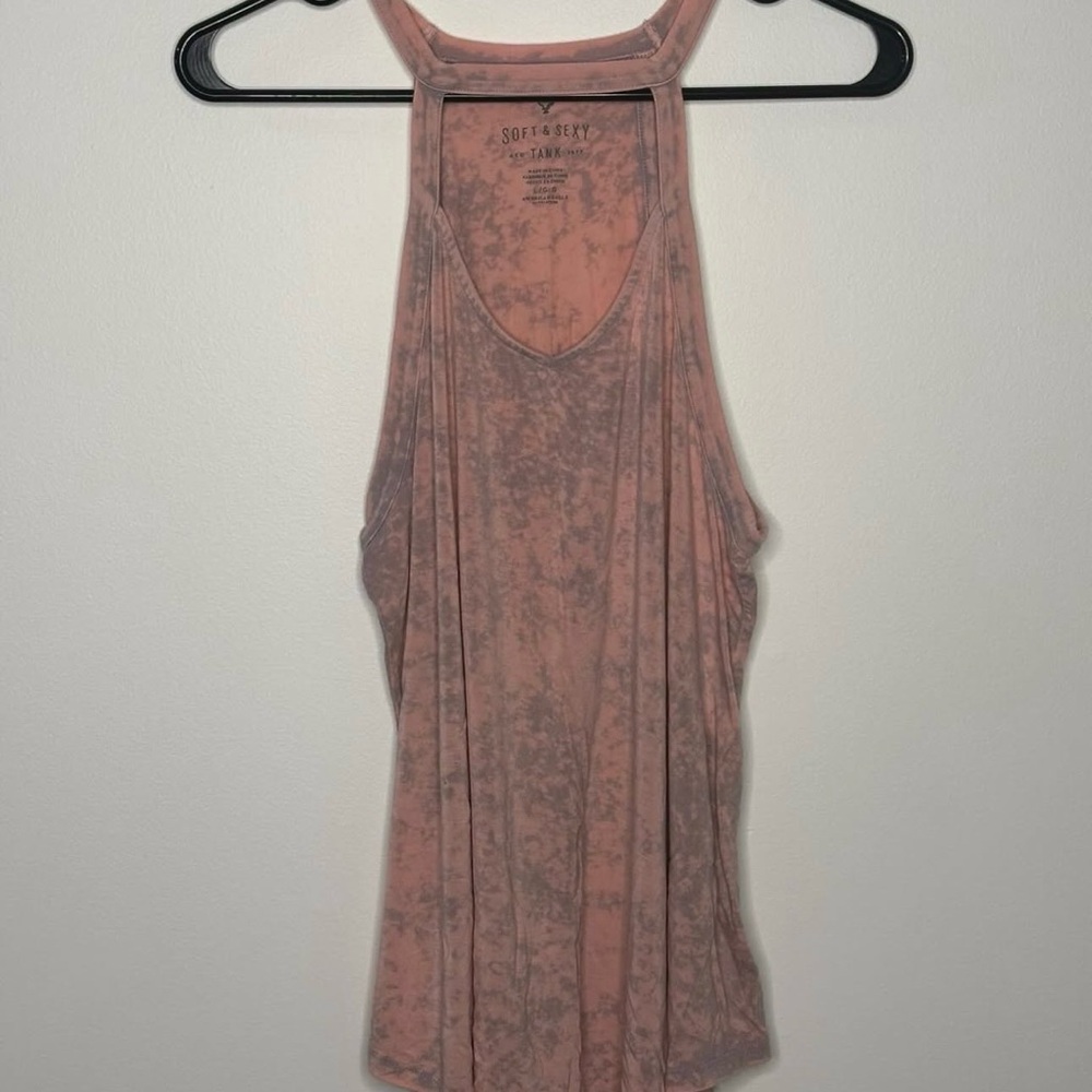 American Eagle Pink Tie-Dye Open Neck Tank Top